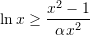 Rendered by QuickLaTeX.com \ln x\geq\dfrac{x^2-1}{\alpha x^2}